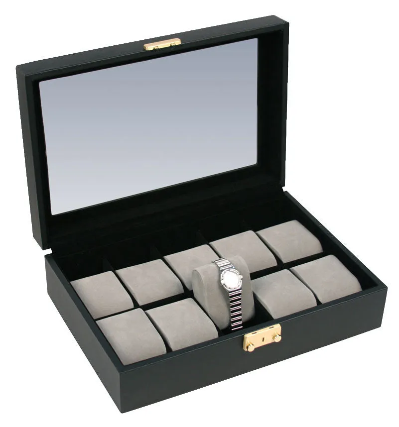 (10) Black Leather watch box