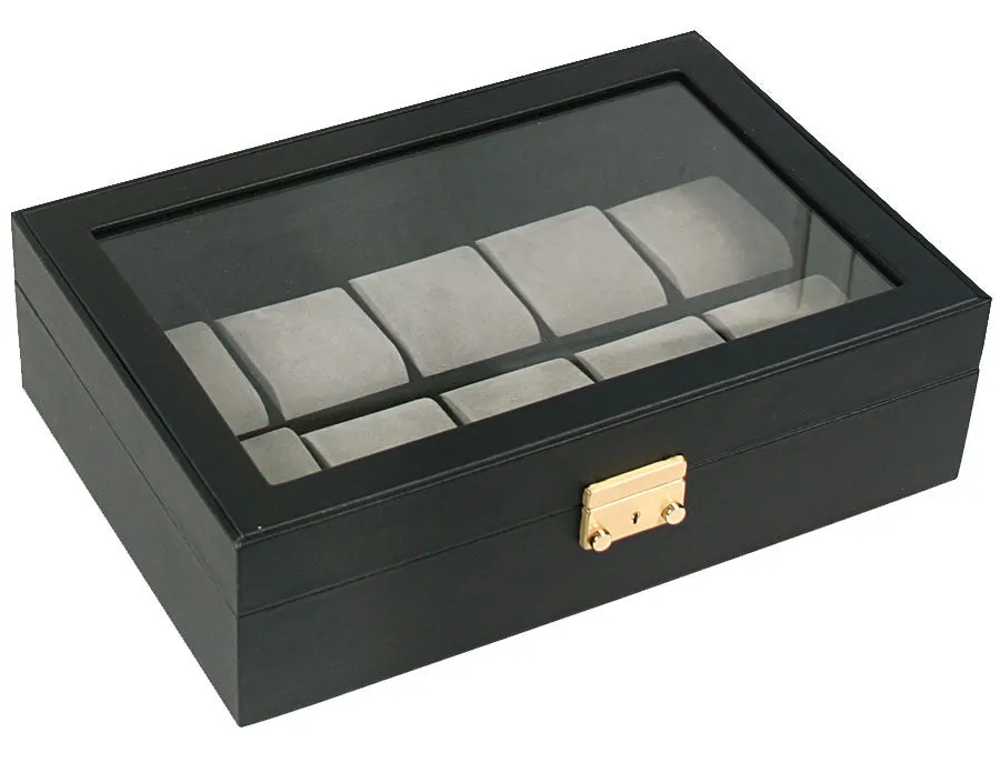 (10) Black Leather watch box