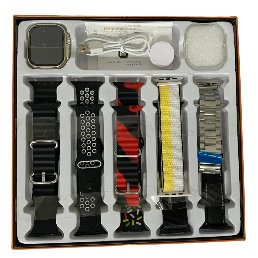 10 in 1 Ultra Smart Watch Big Display Waterproof Long Battery Life Ultra Watch With 10 Straps