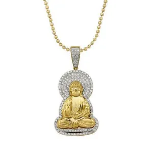 10k Yellow Gold Diamond Buddha Pendant 1.25 Ctw