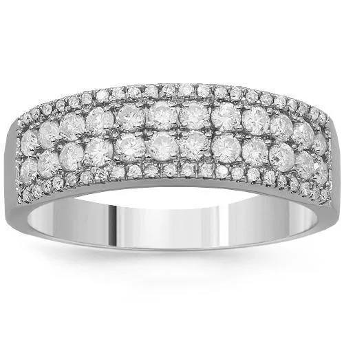 14K Solid White Gold Womens Diamond Wedding Ring Band 0.78 Ctw