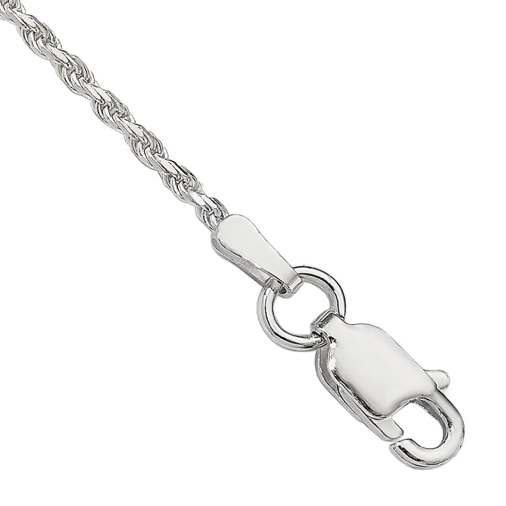 1.5mm Sterling Silver, Diamond Cut Solid Rope Chain Anklet or Bracelet