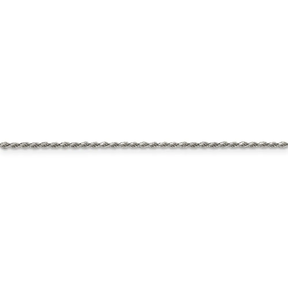 1.5mm Sterling Silver, Diamond Cut Solid Rope Chain Anklet or Bracelet