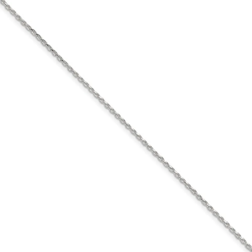 1.5mm Sterling Silver, Diamond Cut Solid Rope Chain Anklet or Bracelet