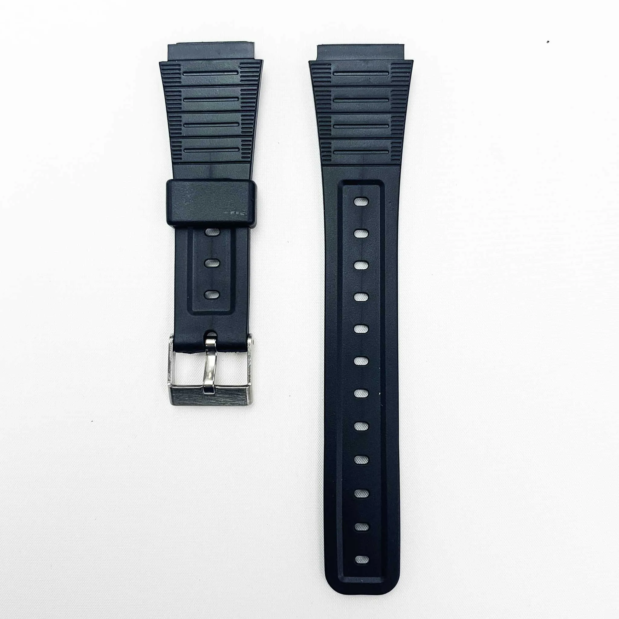 18MM PVC Plastic Watch Band Black Plain Thin Special Fitting for Casio Timex Seiko Citizen Iron Man Watches