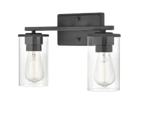 2 Lamps Verlana Vanity Light - Matte Black - Clear Glass - 14in. Wide