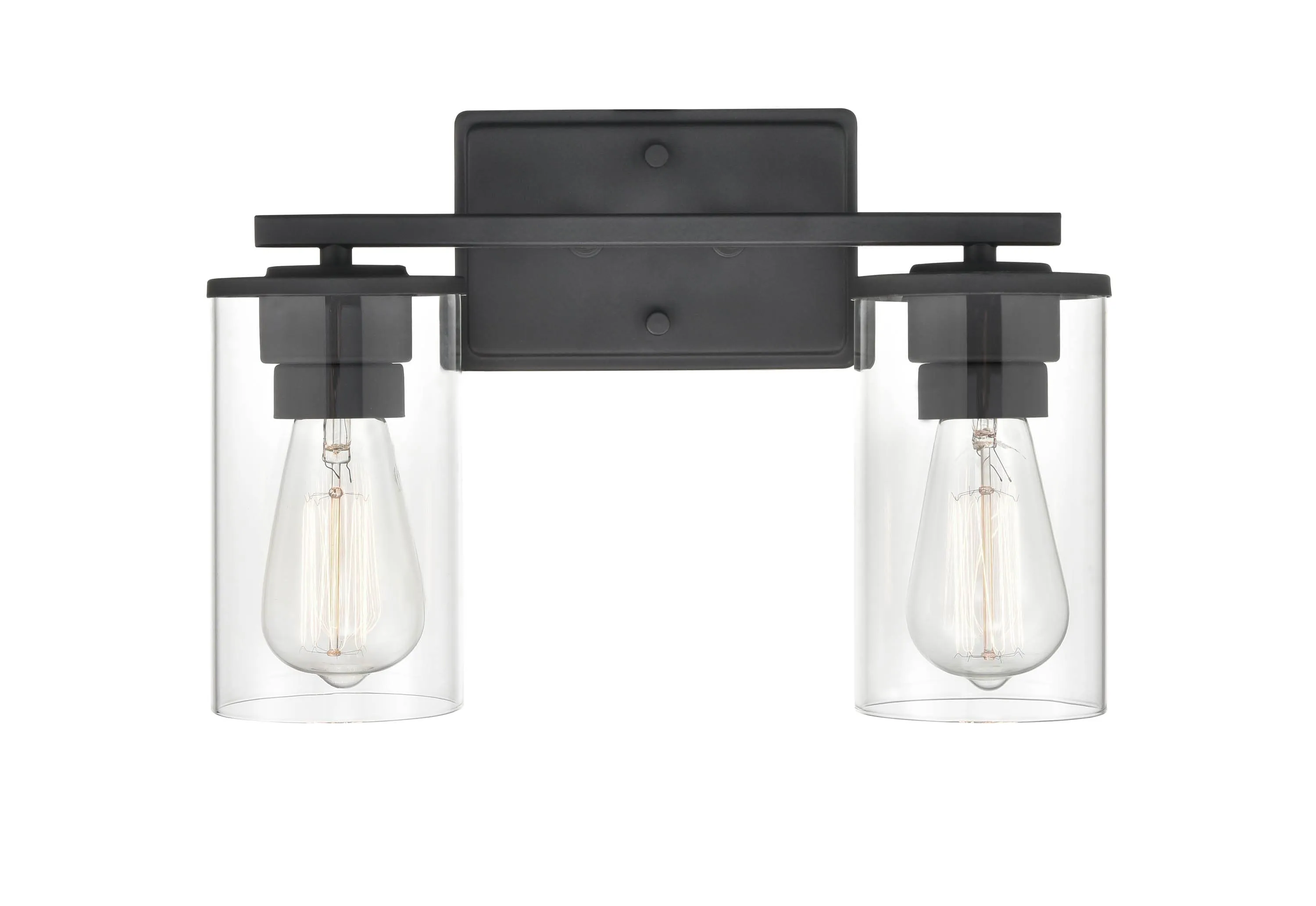 2 Lamps Verlana Vanity Light - Matte Black - Clear Glass - 14in. Wide