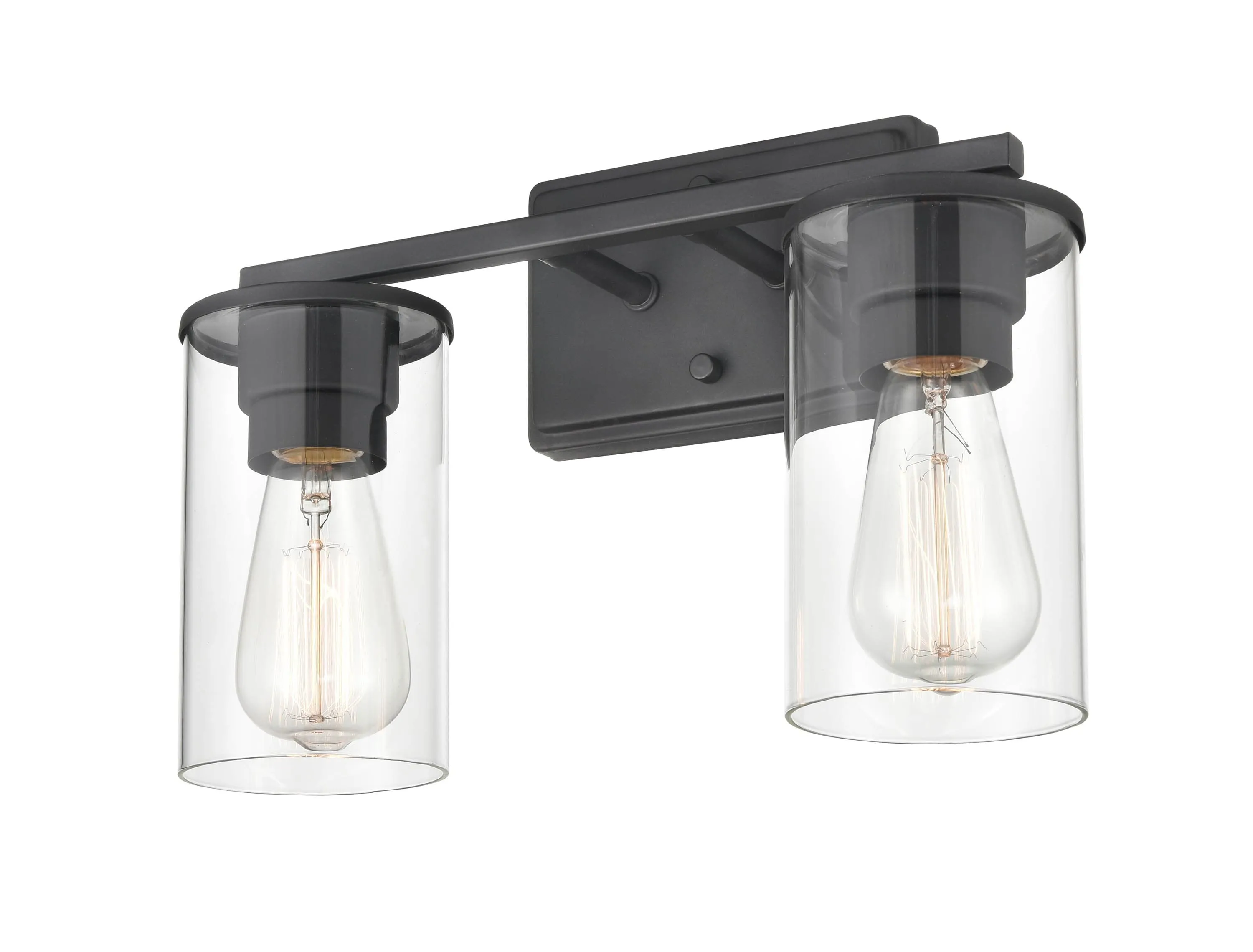 2 Lamps Verlana Vanity Light - Matte Black - Clear Glass - 14in. Wide