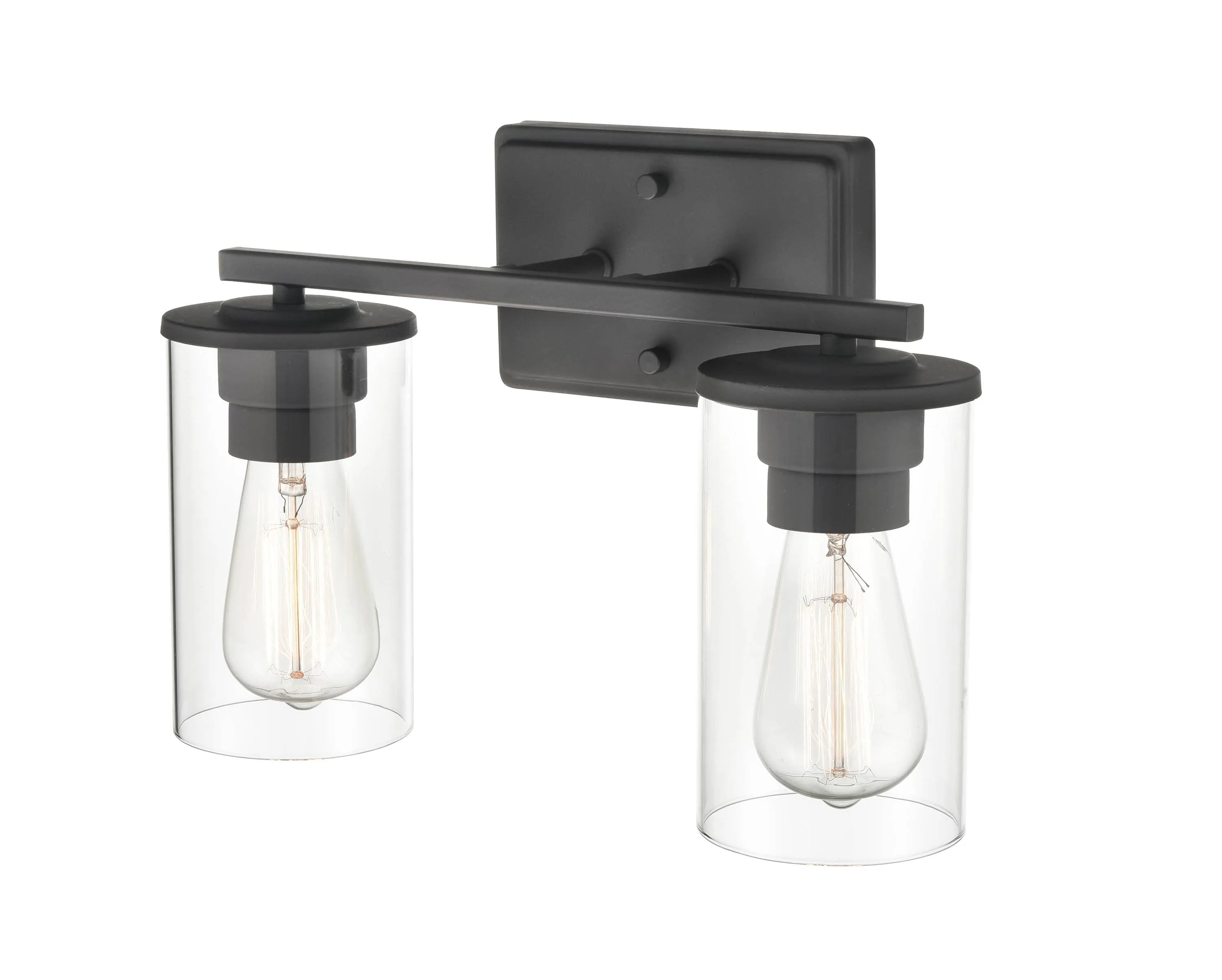 2 Lamps Verlana Vanity Light - Matte Black - Clear Glass - 14in. Wide