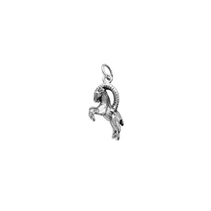 3-D Antique-Finish Capricorn Pendant (Silver)