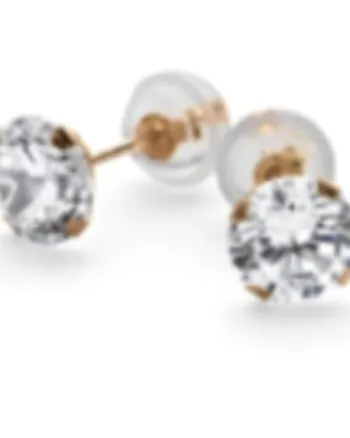 3 Pair 5.15 TCW Round Cubic Zirconia Stud Earrings Set in 10k Gold | White