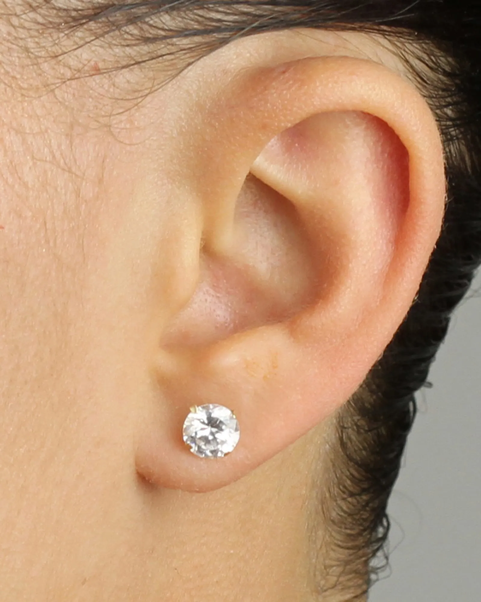 3 Pair 5.15 TCW Round Cubic Zirconia Stud Earrings Set in 10k Gold | White