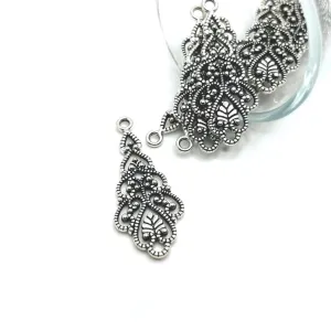 4, 20 or 50 Pieces: Antique Silver Filigree Teardrop Pendants