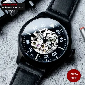 [Advanced level] - 44mm EONIQ x DIY WATCH CLUB Black PVD Skeleton Pilot Watch | Miyota 8N24