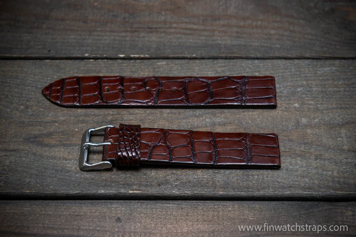 Alligator watch strap Brown, handmade in Finland, French Croco