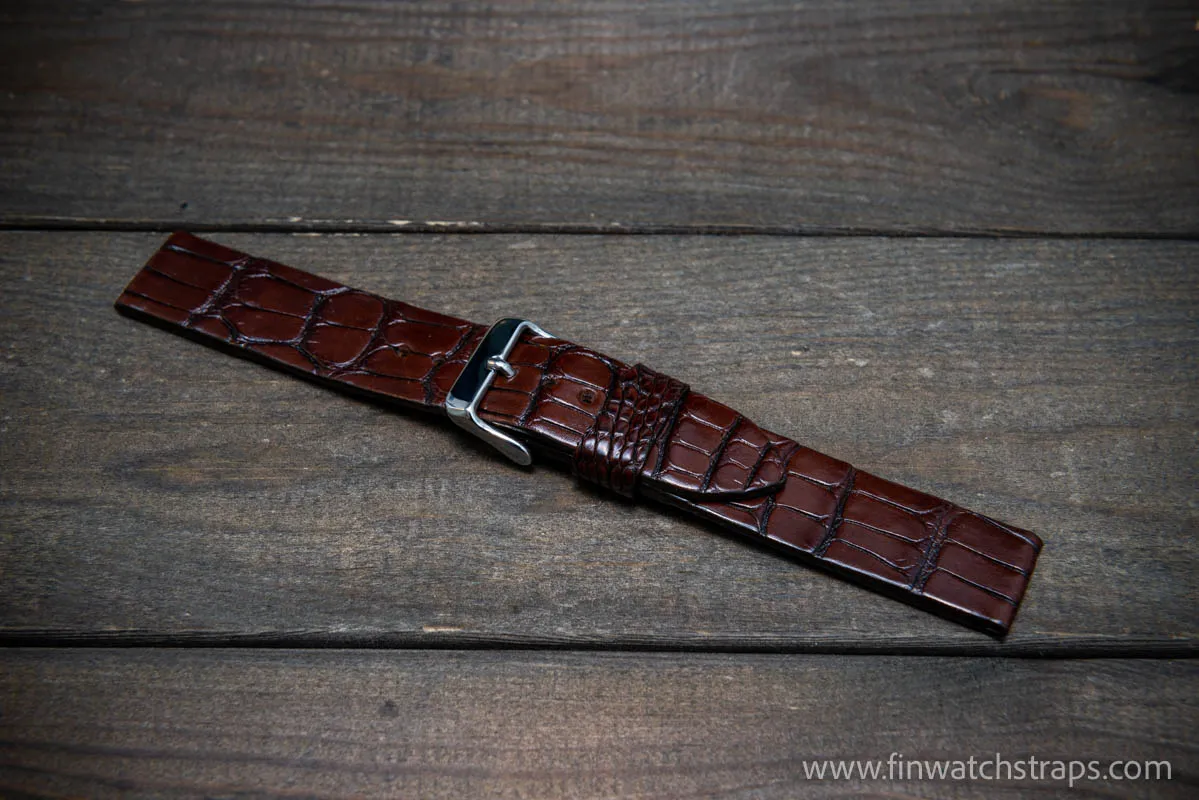 Alligator watch strap Brown, handmade in Finland, French Croco