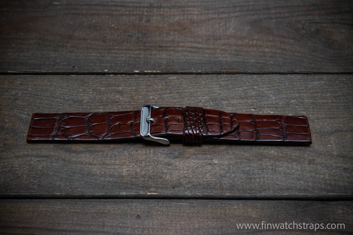 Alligator watch strap Brown, handmade in Finland, French Croco