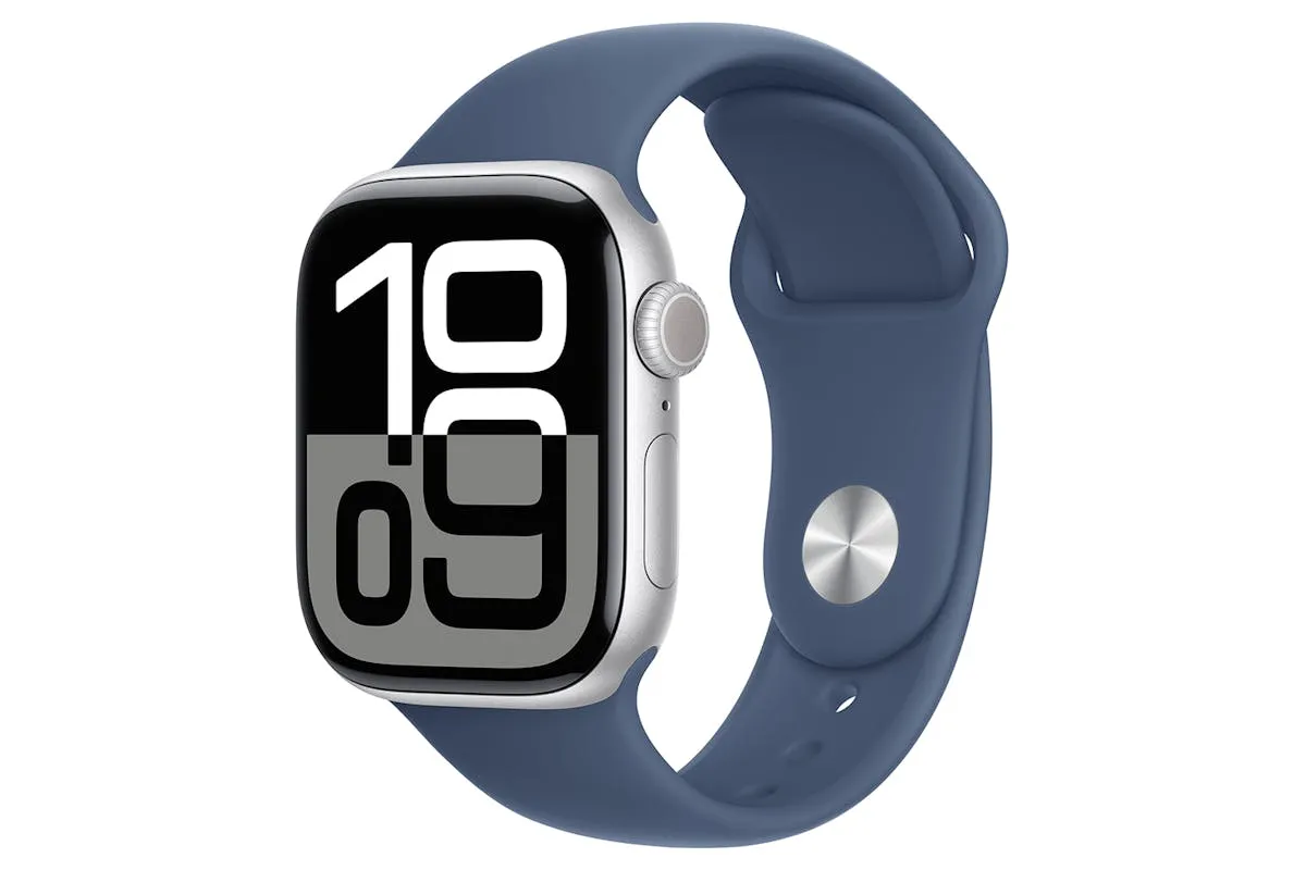 Apple Watch Series 10 GPS   Cellular | 42mm | Silver Aluminium Case with Denim Sport Band S/M