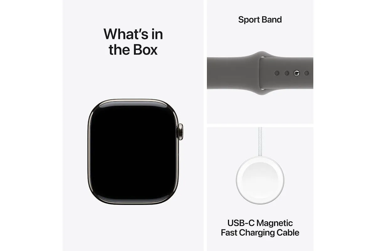 Apple Watch Series 10 GPS   Cellular | 46mm | Natural Titanium Case with Stone Grey Sport Band M/L