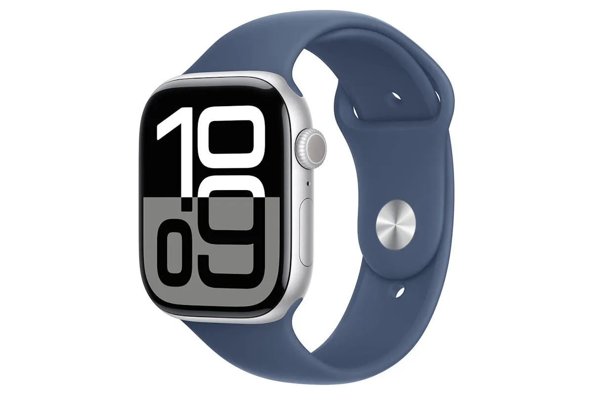 Apple Watch Series 10 GPS   Cellular | 46mm | Silver Aluminium Case with Denim Sport Band M/L