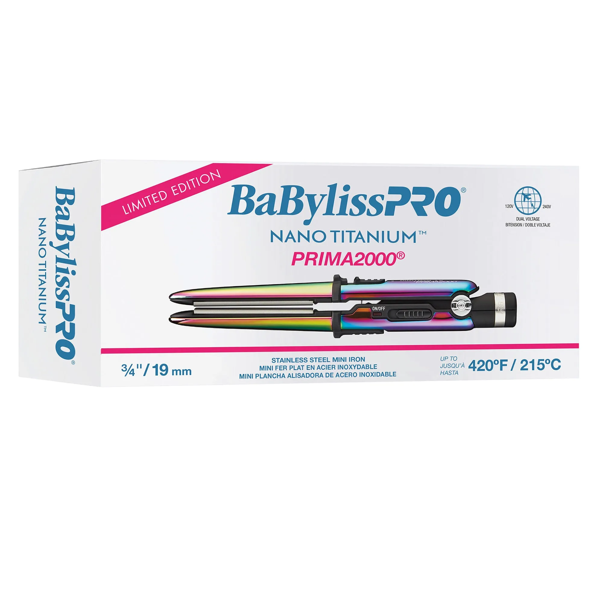 Babylisspro Limited Edition Iridenscent Nano Titanium Prima2000 3/4" Stainless Steel Mini Iron - Item No. BNTBRB2000UC