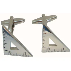 Bassin and Brown Right Angled Protractor Cufflinks - Silver