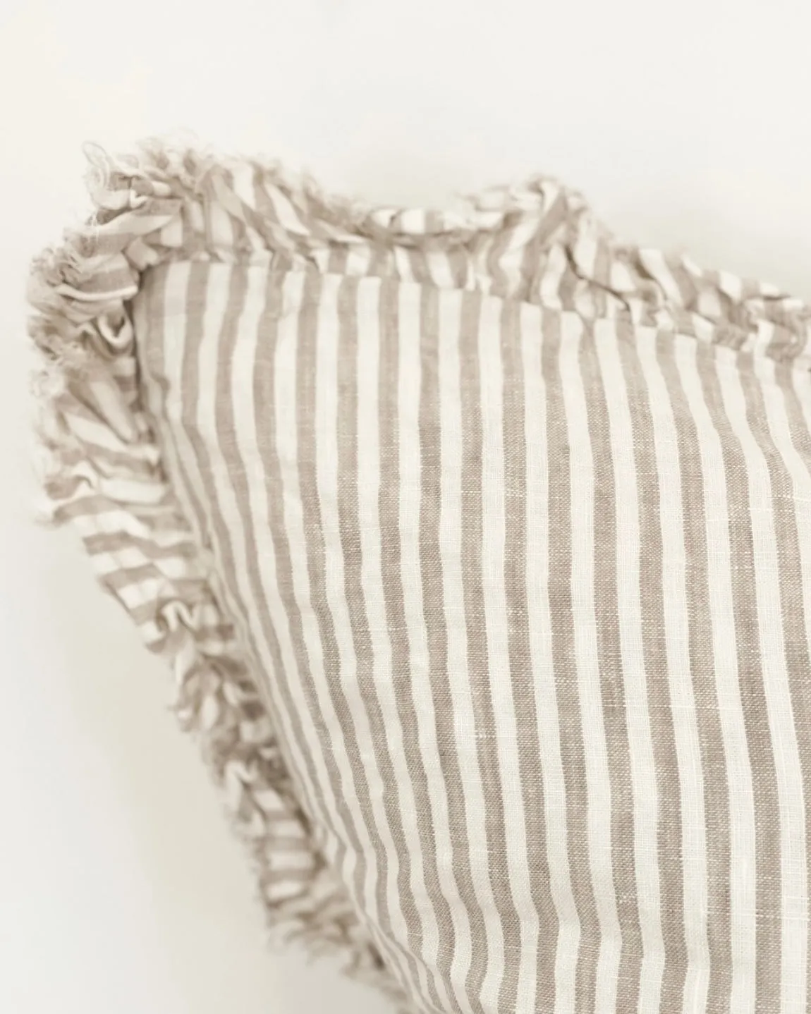 Beige And White Pinstripe Luxury Cotton Blend Cushion Cover - 45cm x 45cm