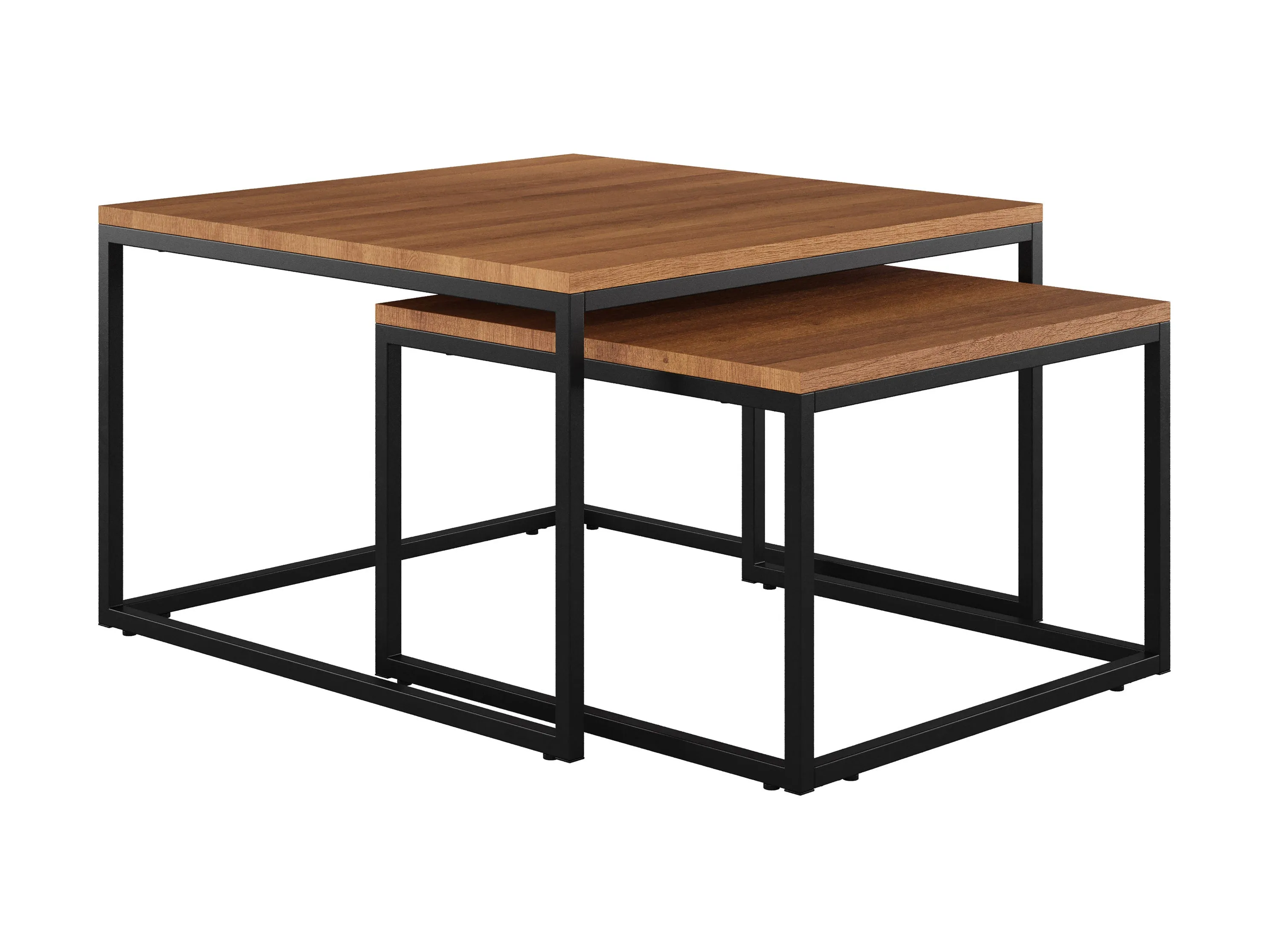 Brown Wood Square Nesting Coffee Tables