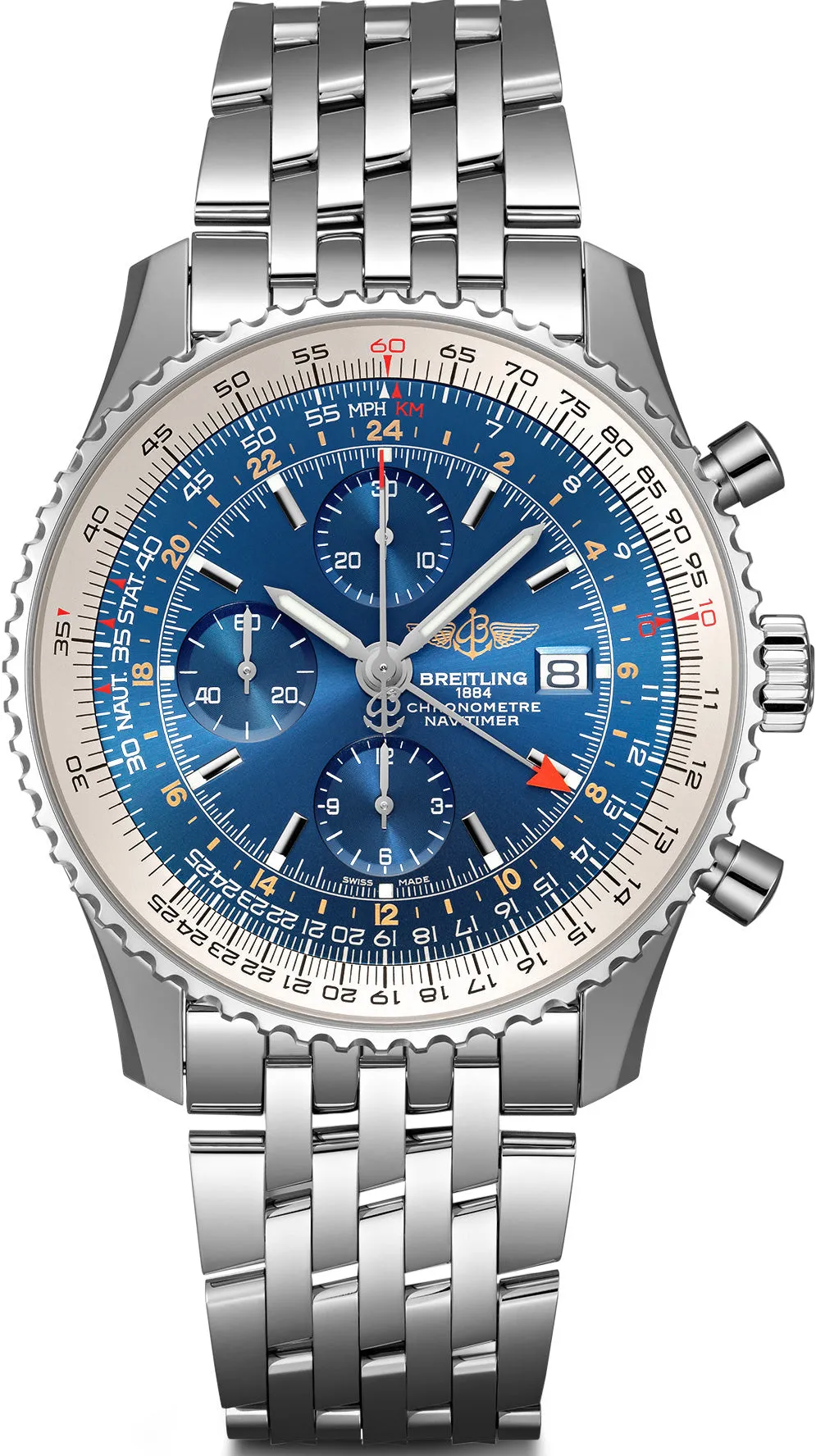 BRT Watch Navitimer Chronograph GMT 46 Steel Bracelet