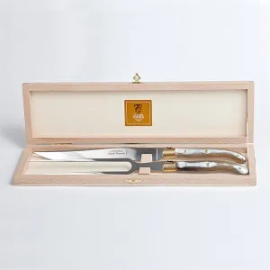 Claude Dozorme Laguiole Carving Set - Light Horn