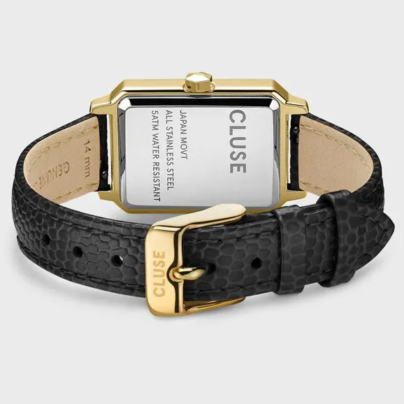 CLU Watch Fluette Leather Black Lizard Gold