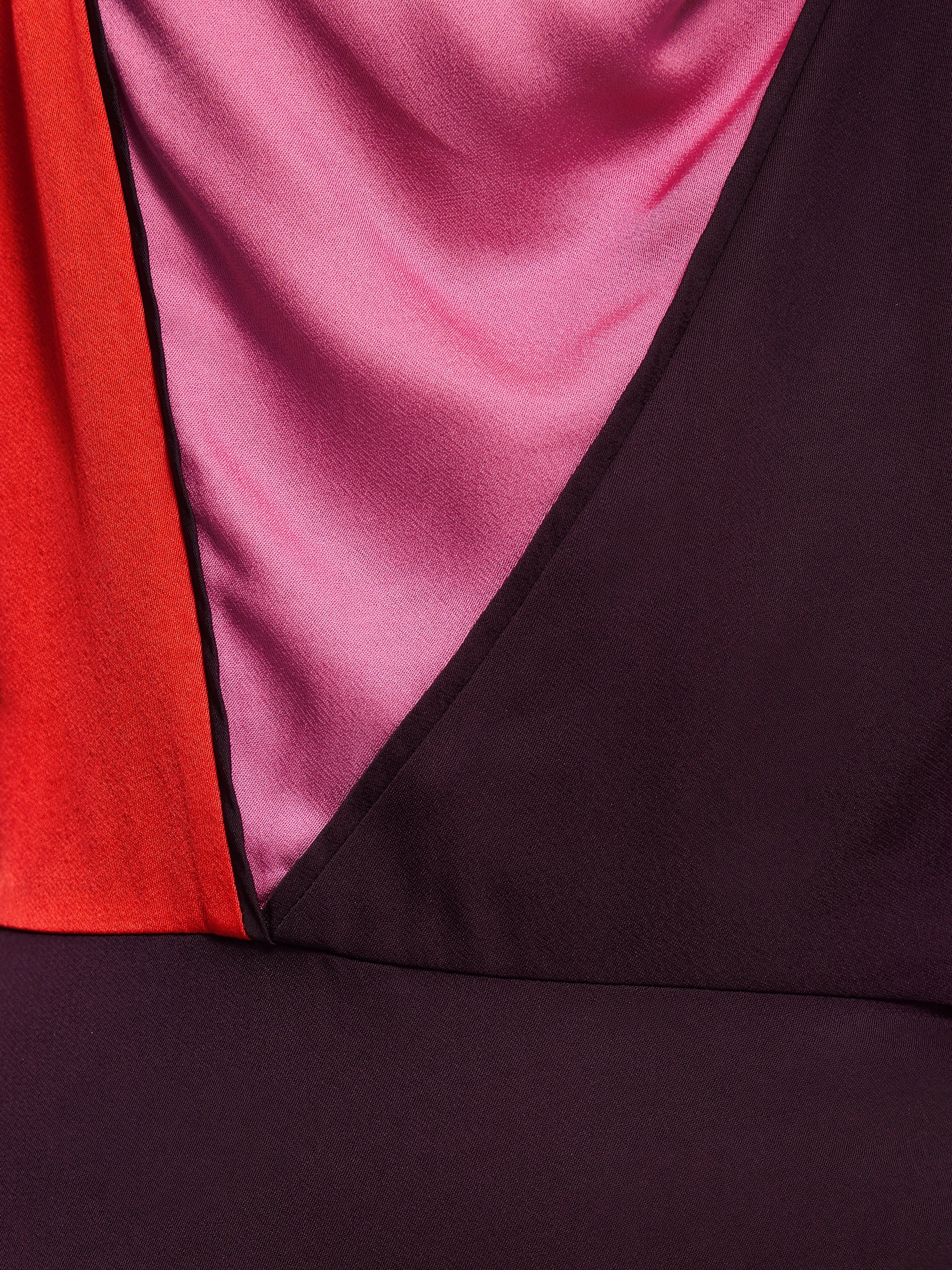 Colour Block Satin Dress | Purple