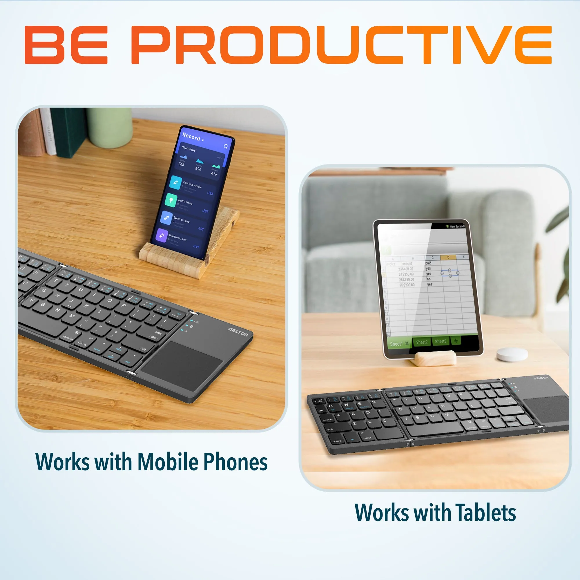 Delton KB75 Wireless Foldable Keyboard