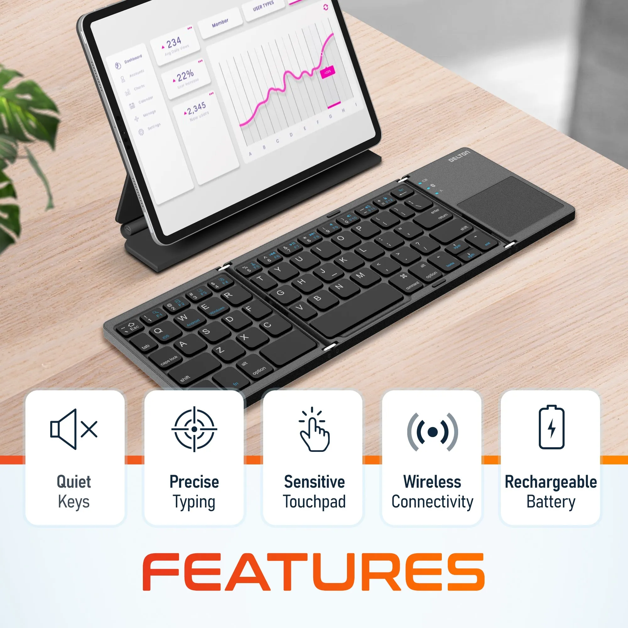 Delton KB75 Wireless Foldable Keyboard