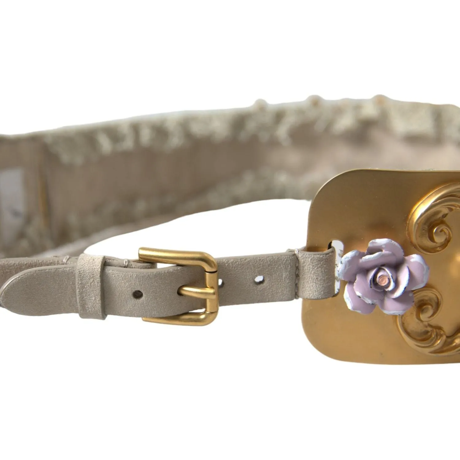 Dolce & Gabbana Elegant Gold-Tone Faux Pearl Floral Belt