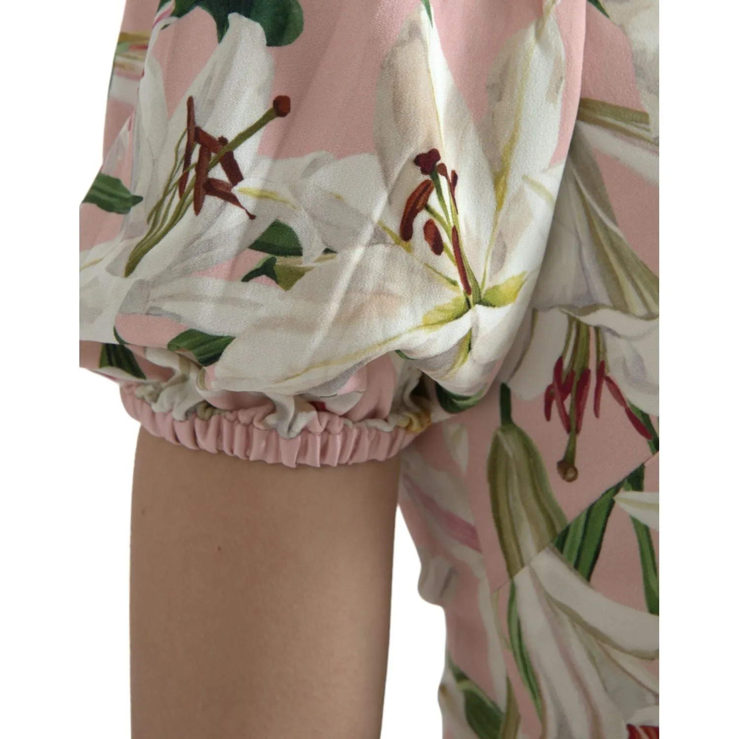 Dolce & Gabbana Elegant Pink Lily Print Sheath Dress