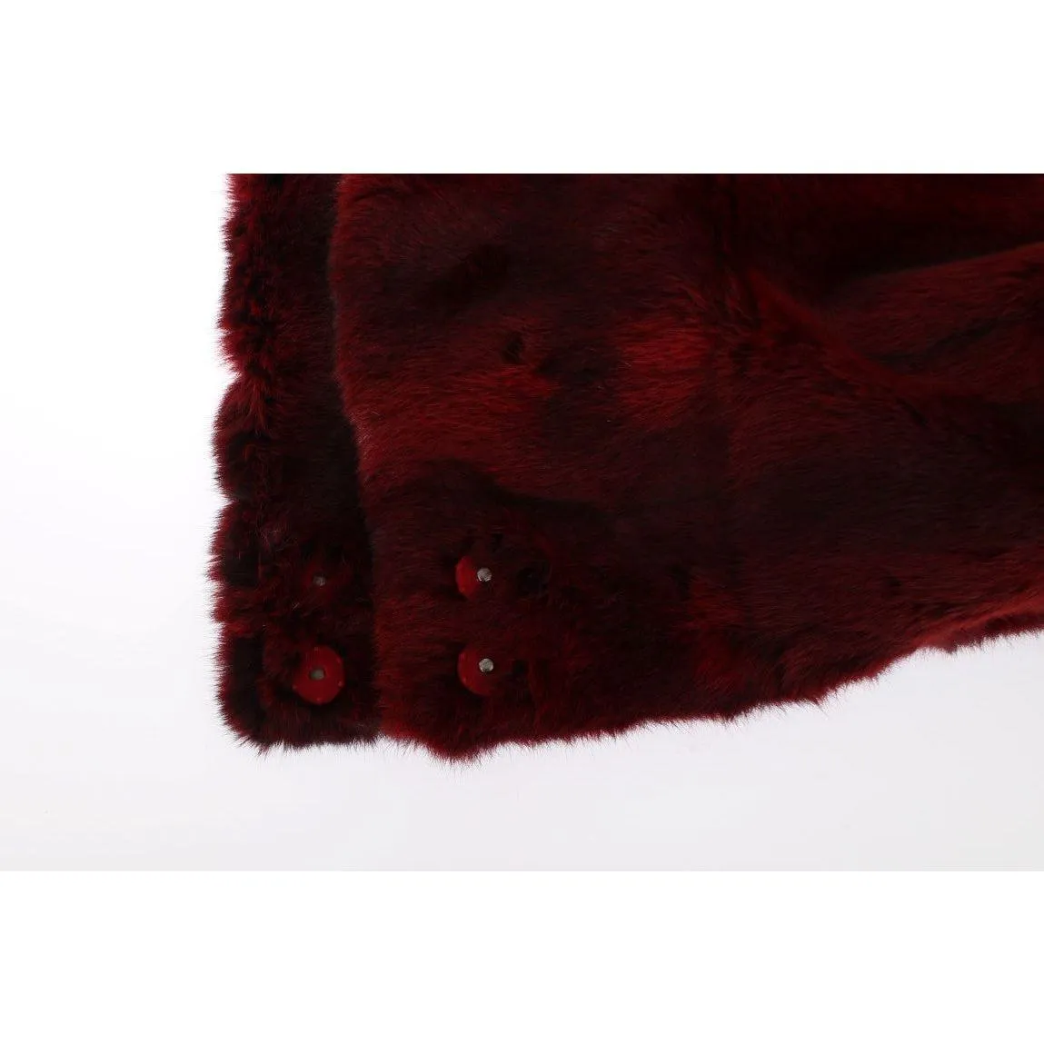 Dolce & Gabbana Luxurious Bordeaux Fur Hooded Scarf Wrap