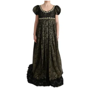 Dolce & Gabbana Sunflower Lace Crystal Maxi Shift Dress