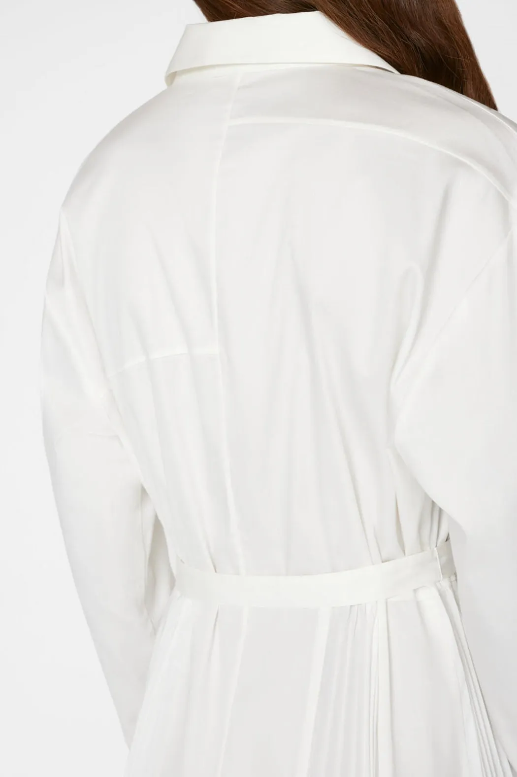 Frame - Pleated Inset Maxi Dress in Blanc