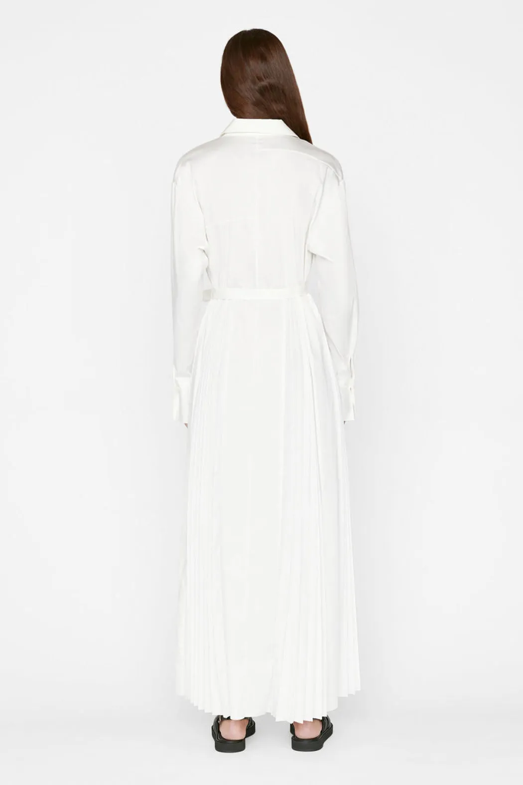 Frame - Pleated Inset Maxi Dress in Blanc