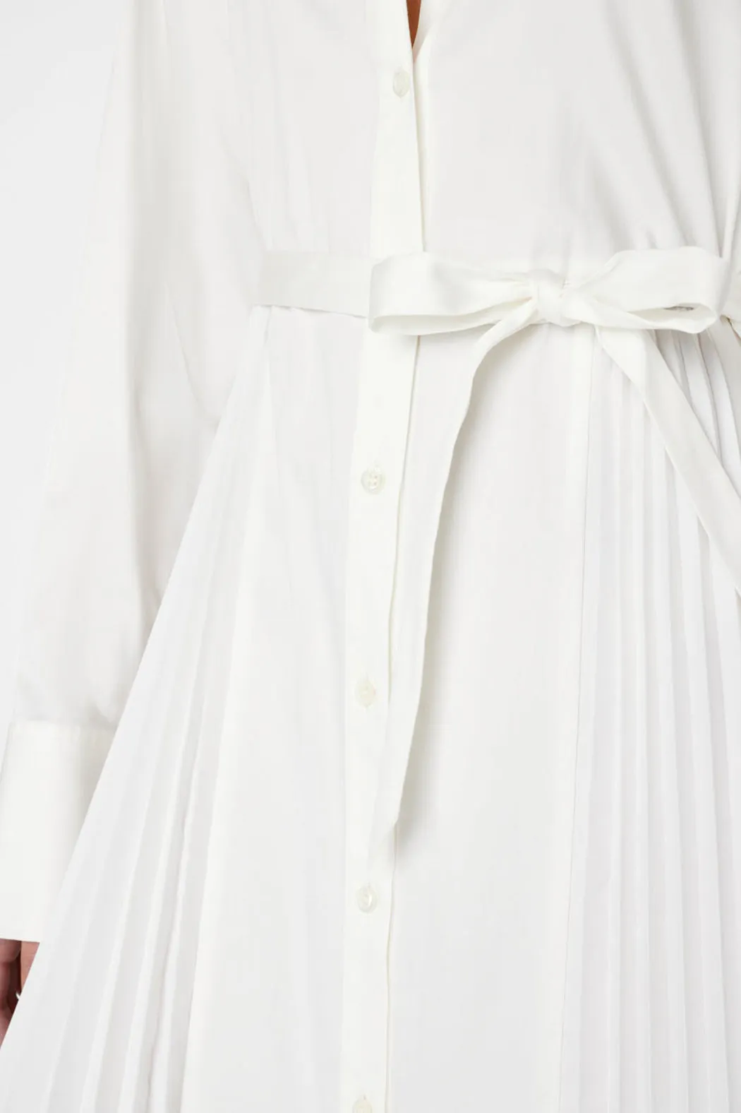 Frame - Pleated Inset Maxi Dress in Blanc