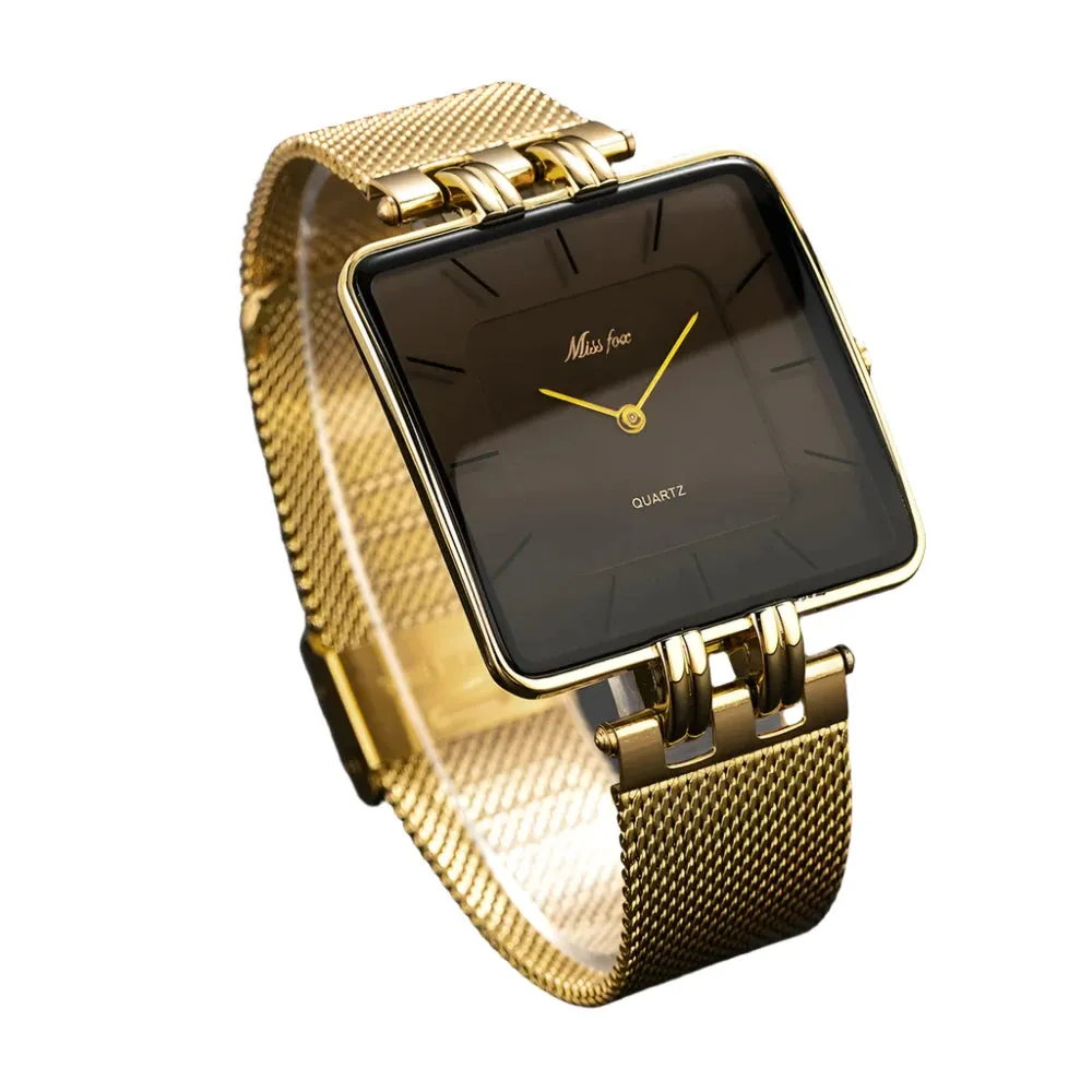 Gold Square Wristwatch