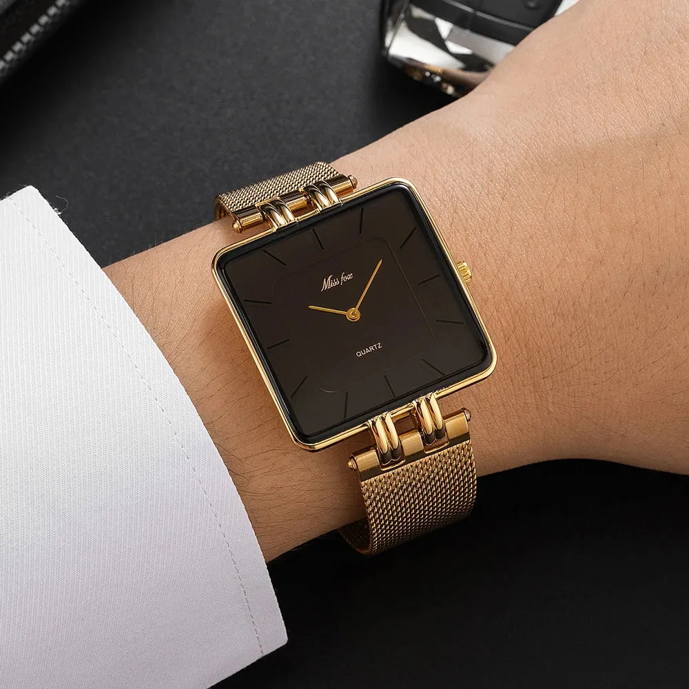 Gold Square Wristwatch