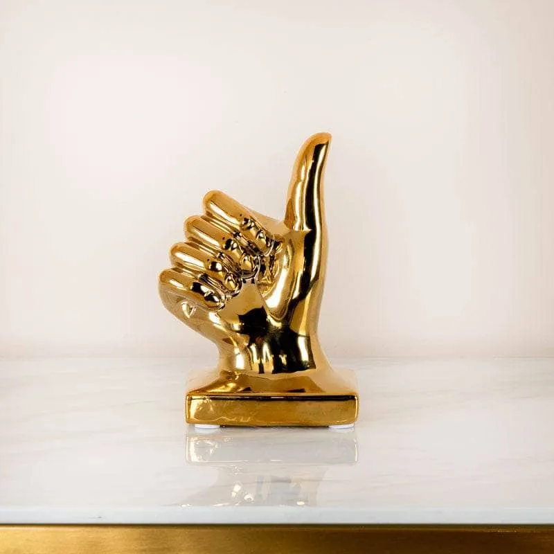 Gold Thumbs Up Sculpture - 16cm