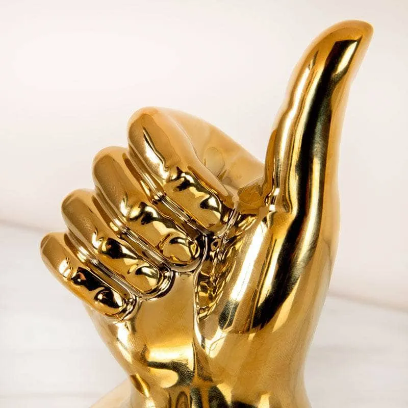 Gold Thumbs Up Sculpture - 16cm