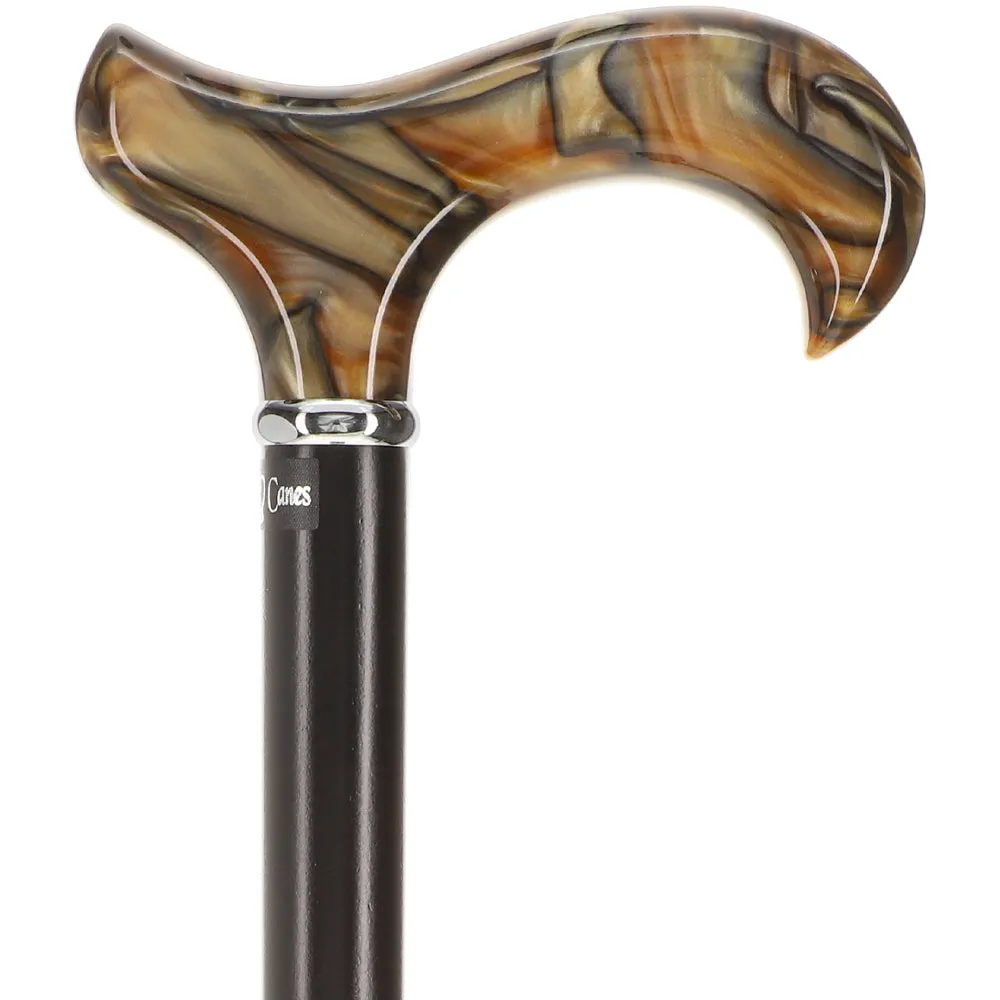 Golden Sienna Derby Cane: Pearlescent Acrylic, Beechwood