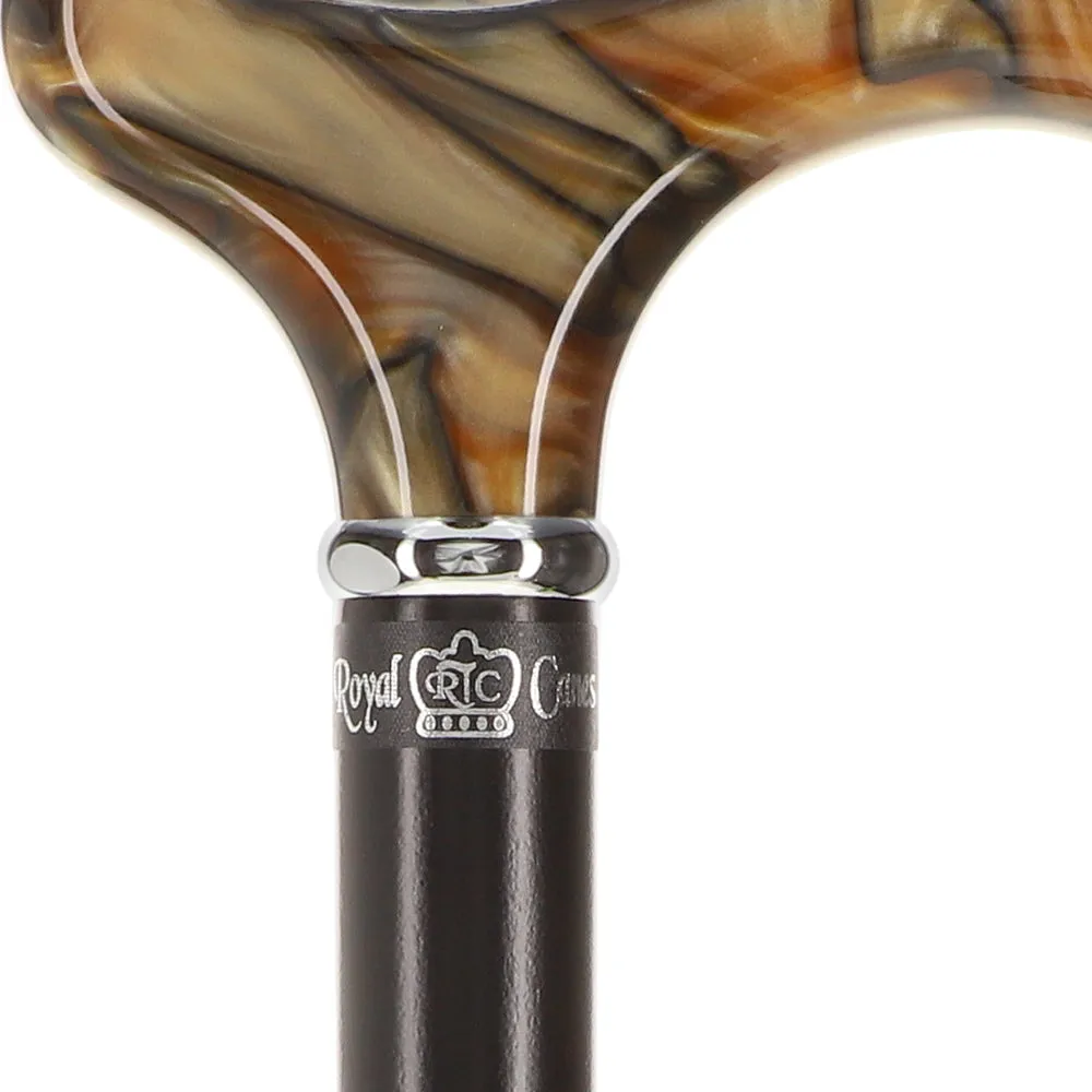 Golden Sienna Derby Cane: Pearlescent Acrylic, Beechwood