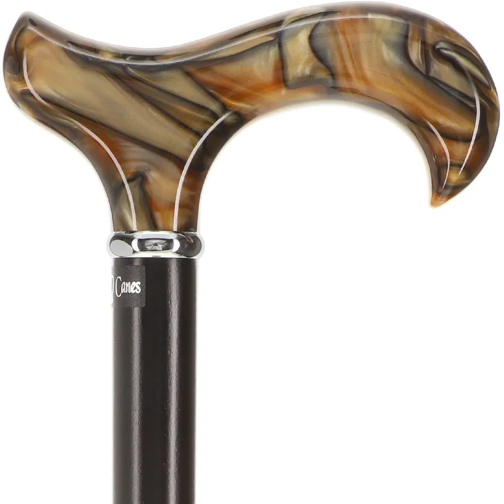 Golden Sienna Derby Cane: Pearlescent Acrylic, Beechwood