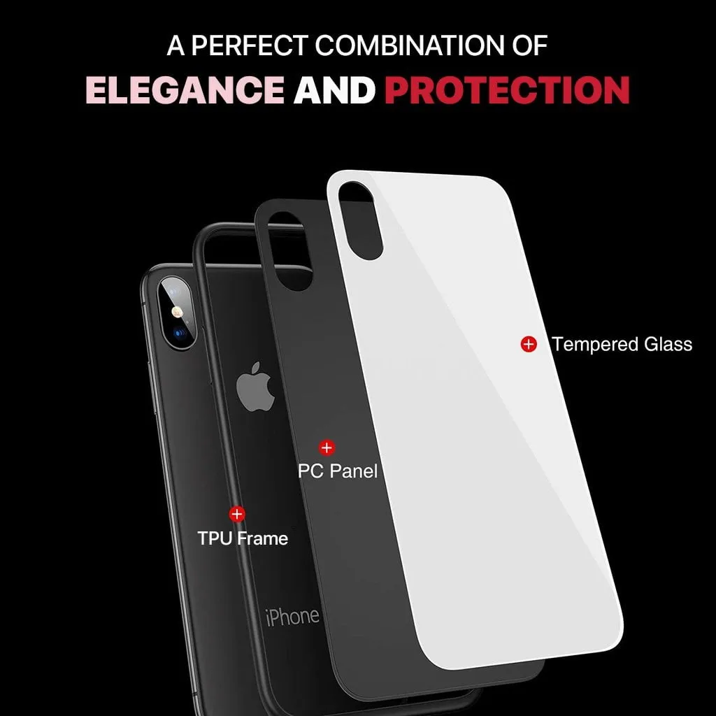 iPhone XR Slim TPU Fashion Case with 9H Tempered Glass Back