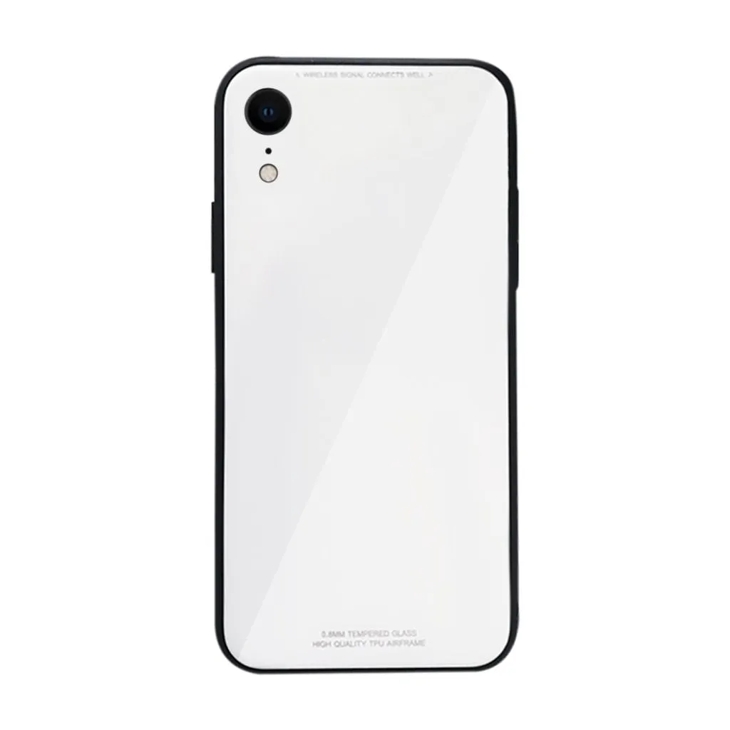 iPhone XR Slim TPU Fashion Case with 9H Tempered Glass Back